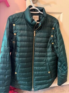 Lilly Pulitzer Teal Quilted Packable Puffer Jacket